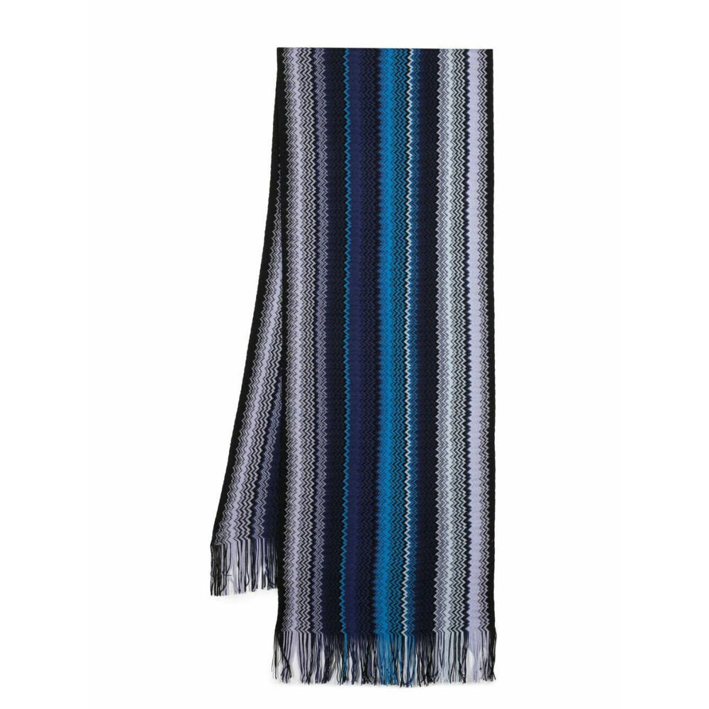 MISSONI Blue Men's Scarf With Logo One Size OS New With Tags